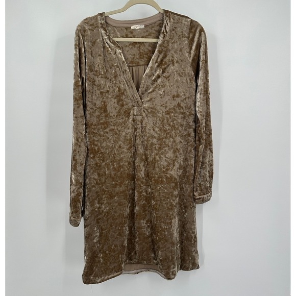 Mystree Dresses & Skirts - Womens Luxurious Crushed Velvet Dress Size L Champagne Minimalist Cocktail